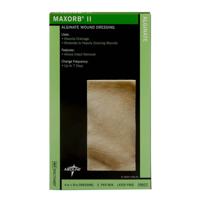 CURAD Maxorb II Alginate Dressings, 4" x 8" (Pack of 5) - Image 1